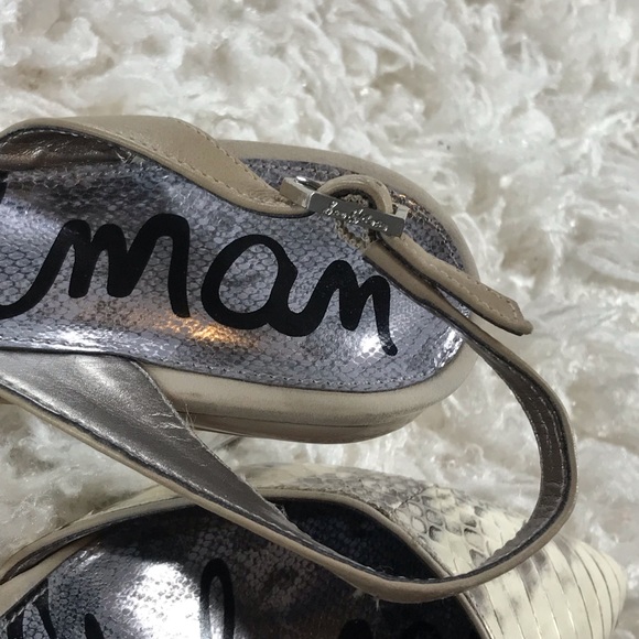 SAM EDELMAN- SNAKESKIN SLING BACK W/ TRIANGLE HEEL - Picture 6 of 12